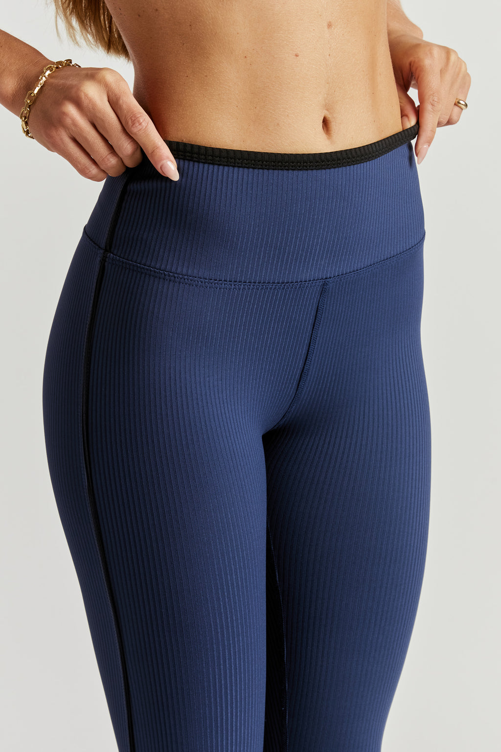 Ribbed Track Legging - Navy/Black