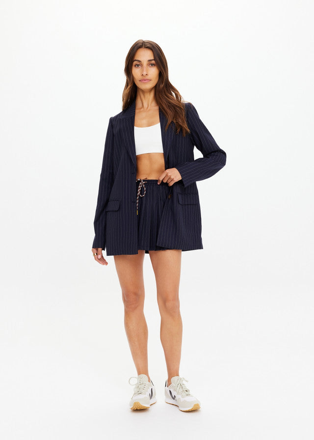 Wool Cadiz Pleated Skirt - Stripe