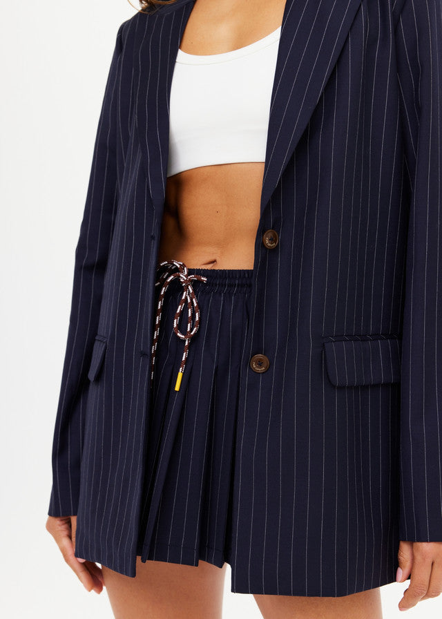 Wool Cadiz Pleated Skirt - Stripe