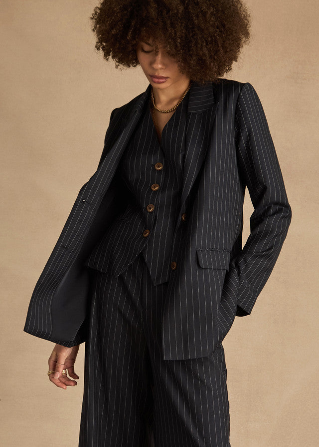 Wool Boyfriend Blazer - Stripe