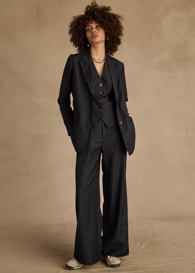Wool Boyfriend Blazer - Stripe