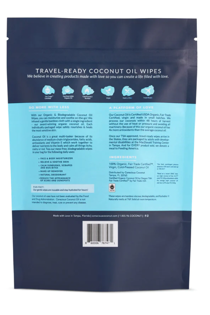 Coconut Oil Wipes - 5 Packets