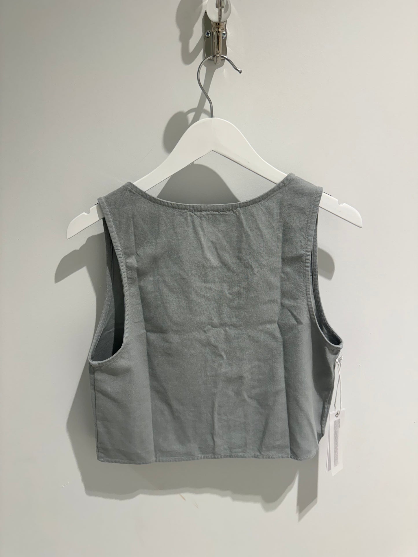 Linen Double Tie Front Vest - Foam