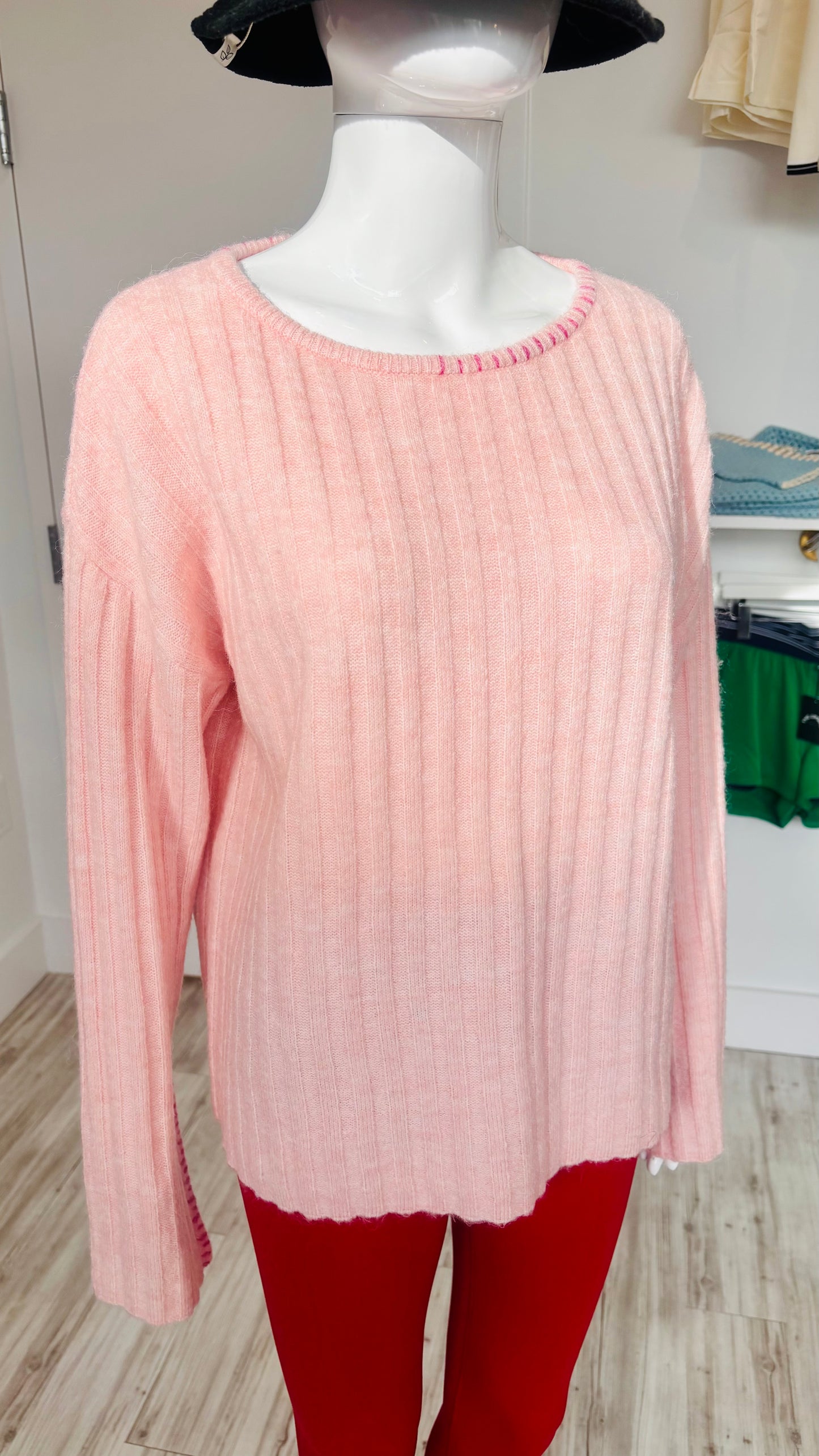 Ribbed Boat Neck - Iconic Pink