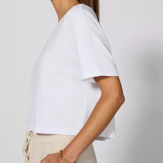 boxy cropped white tee pima cotton left angle