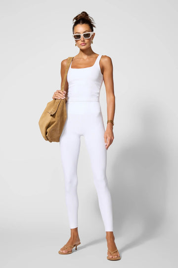 ribbed workout tank brilliant white on model