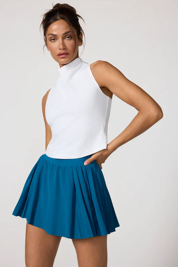 Ribbed Mock Neck Tank - Brilliant White
