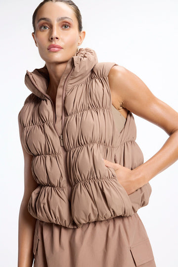 Ruched Vest - Brownie