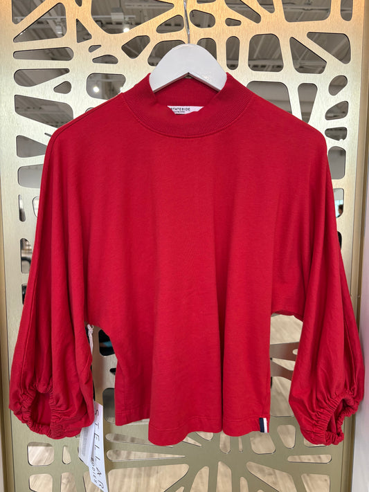 Cloud Jersey Mock Neck Dolman Top - Lipstick