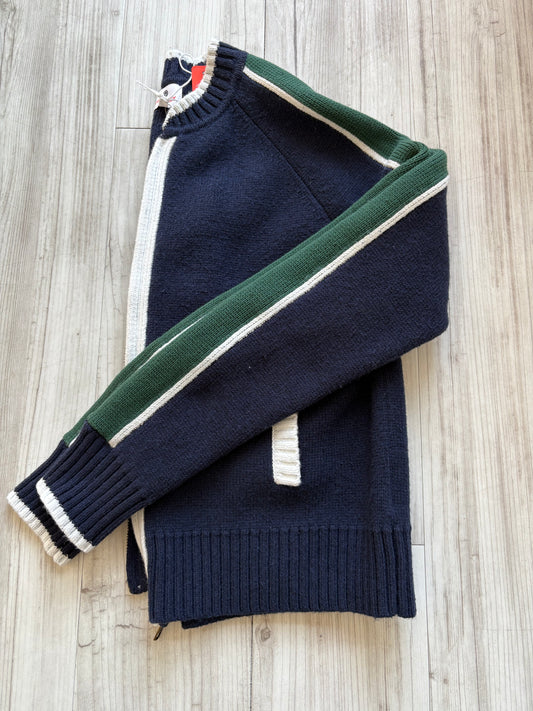 Varsity Sweater Jacket W/ 2 Way Zipper - Deep Navy