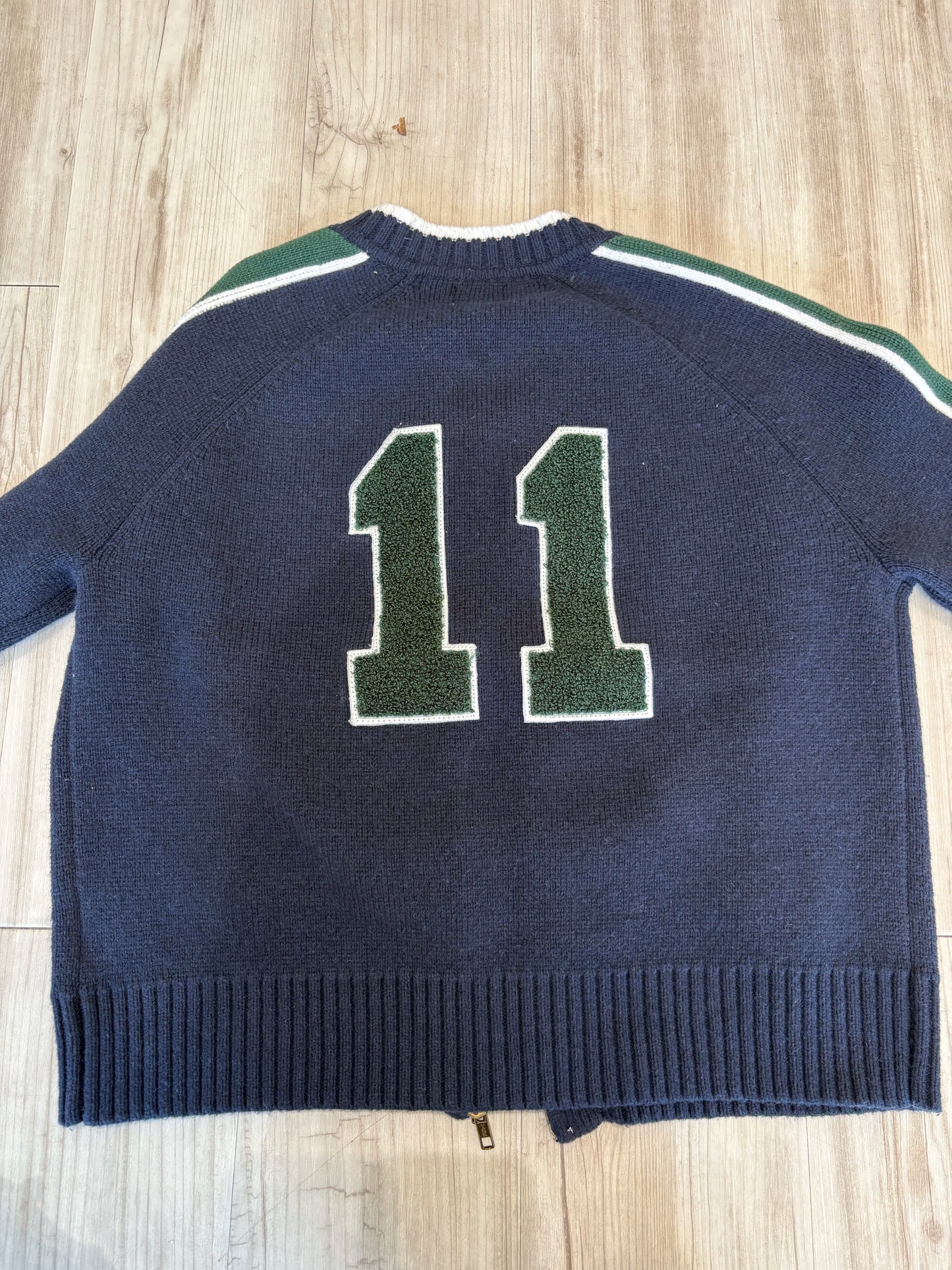 Varsity Sweater Jacket W/ 2 Way Zipper - Deep Navy