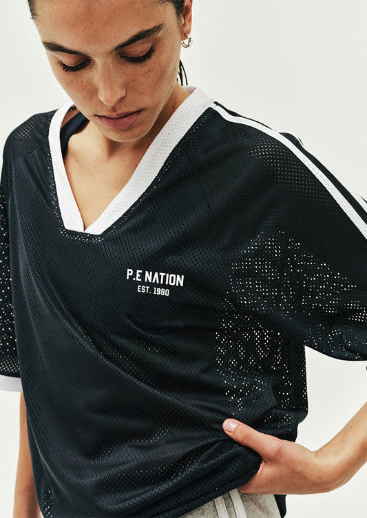 Phantom Mesh Jersey Tee - Dark Navy/White