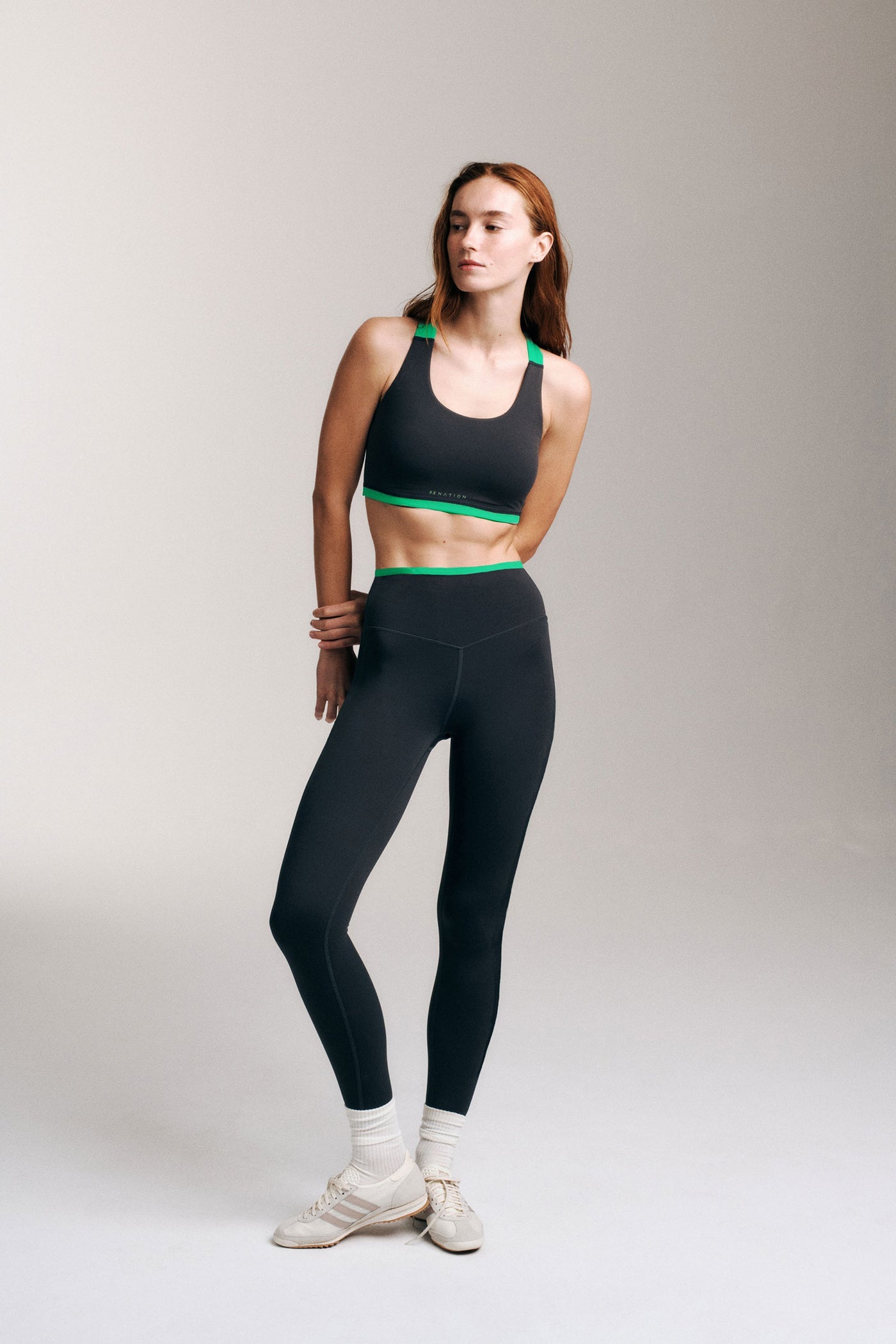 Vita Full Length Legging - Caviar / Kelly Green