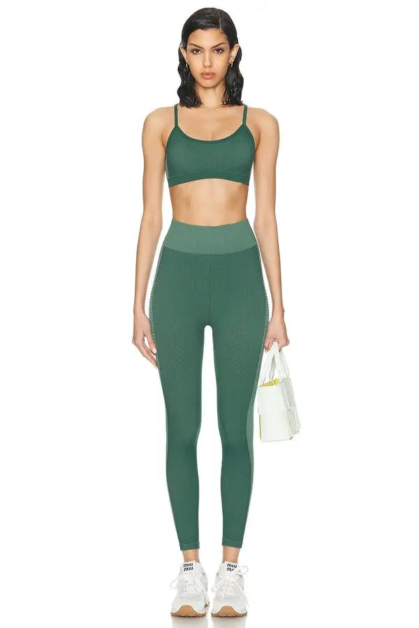 Ribbed Seamless 25in Midi Pant - Pine/Matcha