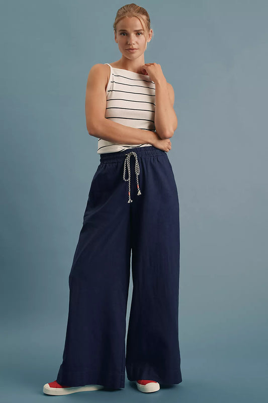 Wide Leg Pants - Navy