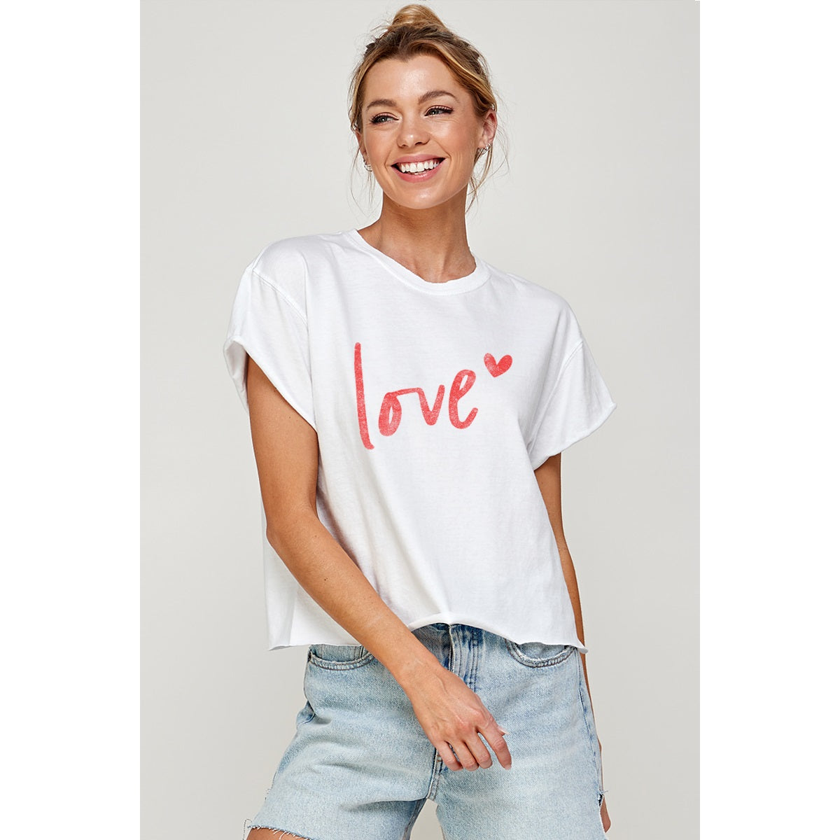Valentine Vintage Crop Top - White