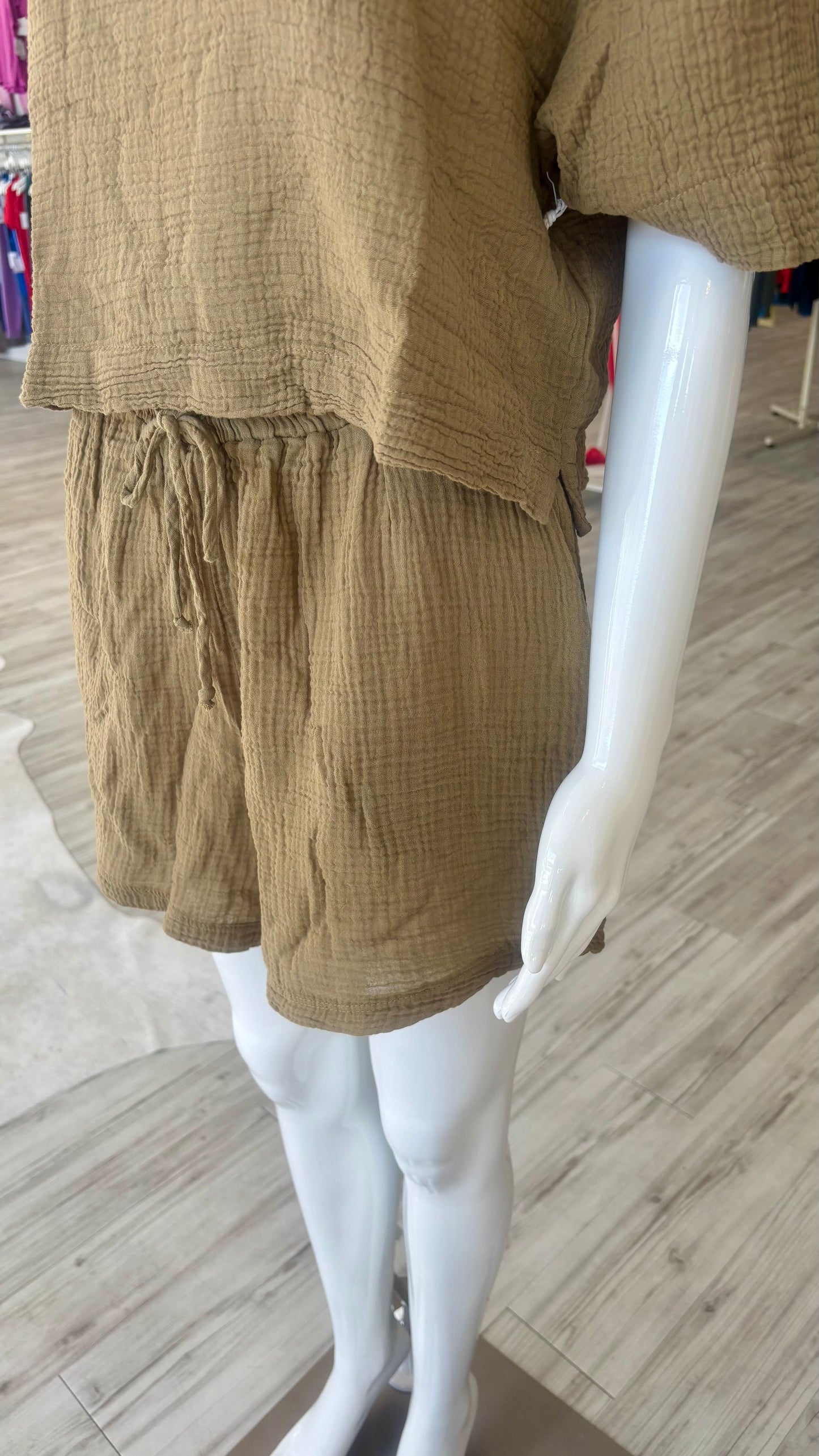 Gauze Drawstring Short - Bay Leaf