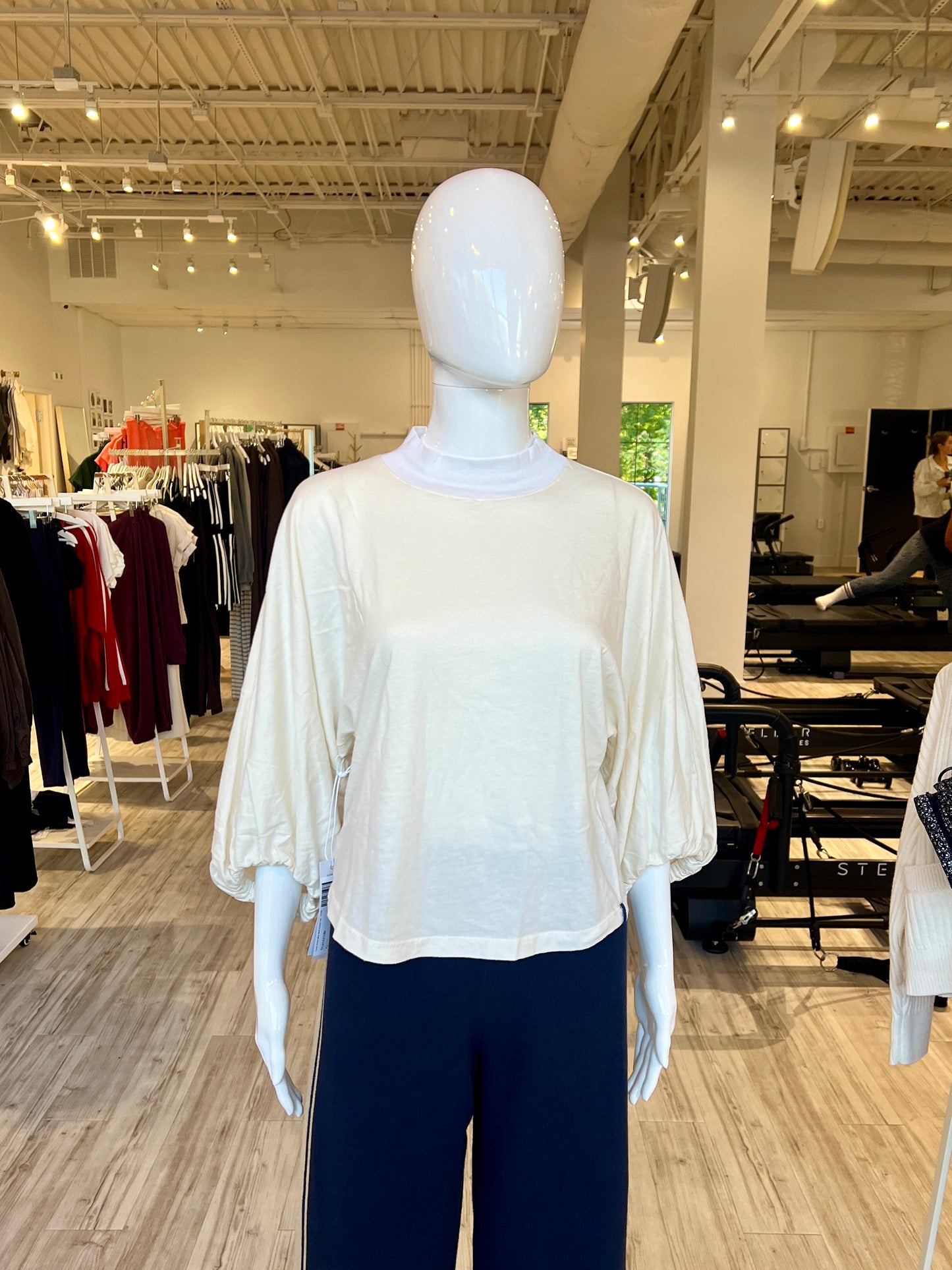 Cloud Jersey Mock Neck Dolman Top - Cream