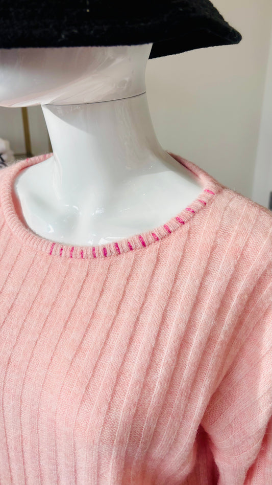 Ribbed Boat Neck - Iconic Pink