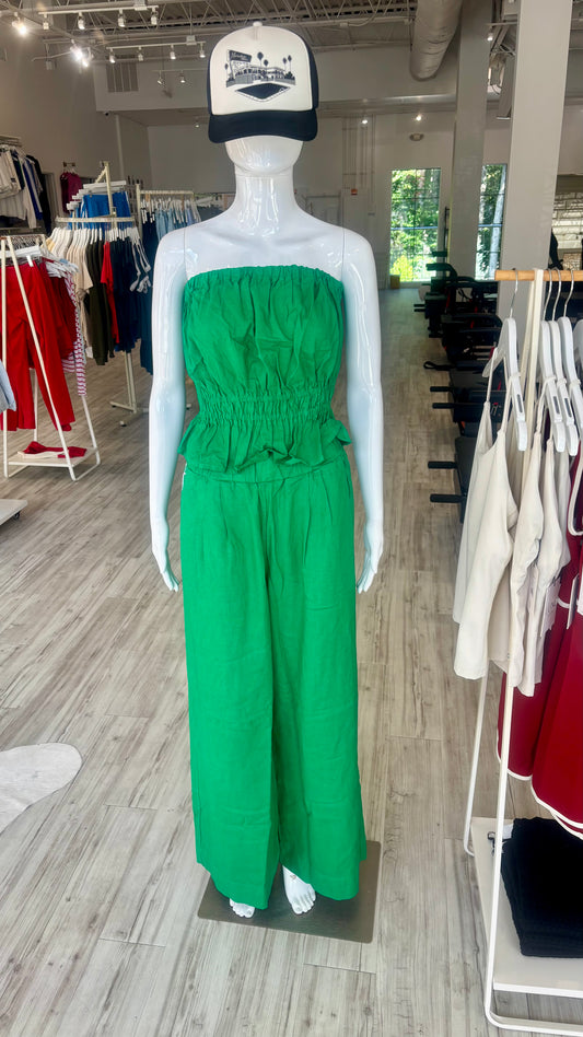 Linen Cropped Tube Top - Kelly Green