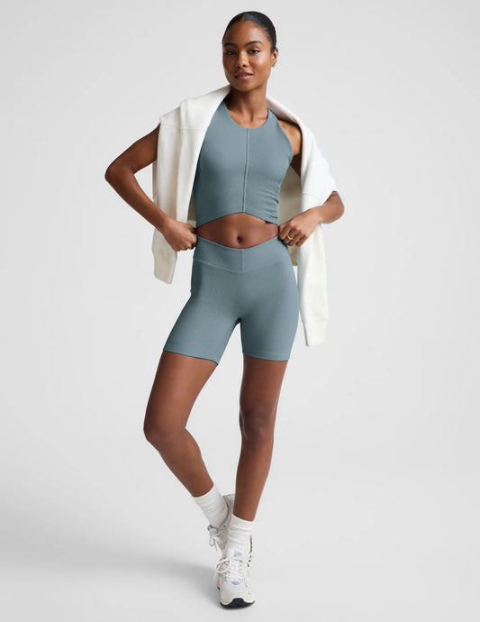 Impulse Ribbed V Waist 5 Biker Short - Shaken Blue