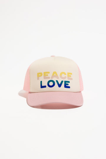 Peace Love Trucker Hat - Canvas/Pink Dunes