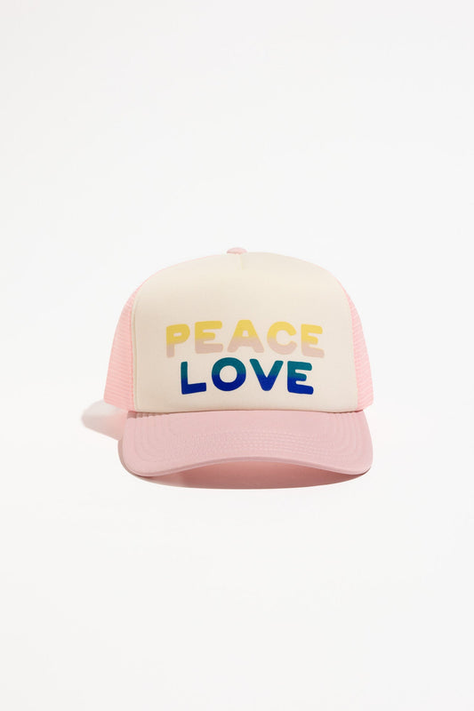 Peace Love Trucker Hat - Canvas/Pink Dunes
