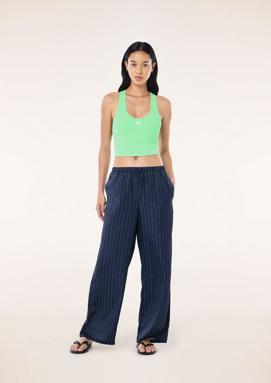 Balance Satin Pant - Dark Navy Pinstripe