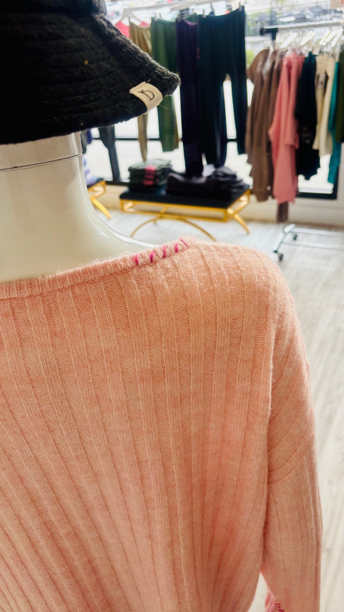 Ribbed Boat Neck - Iconic Pink