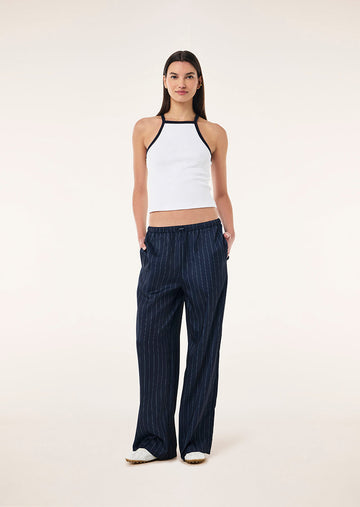 Beyond Rib Tank - White/Dark Navy