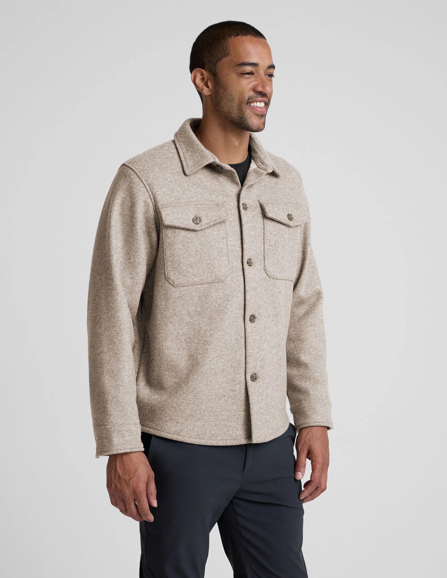 Men's Day To Night Wool Shirt Jacket - Oakstone Heather