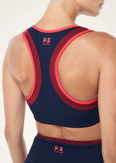 convex sports bra dark navy backside angle