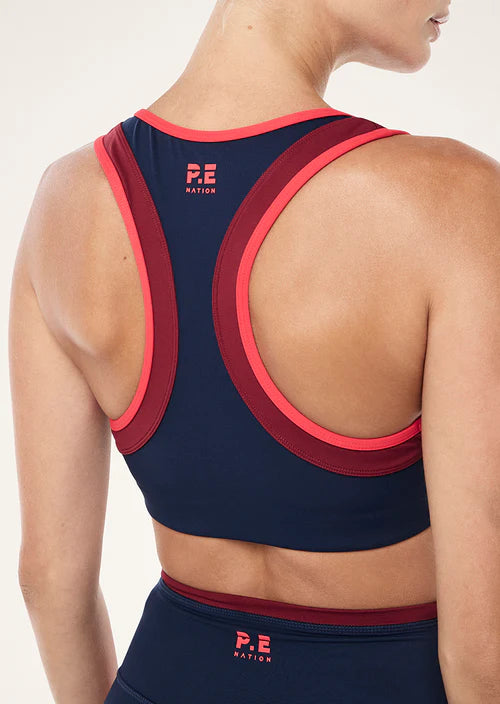 convex sports bra dark navy backside angle