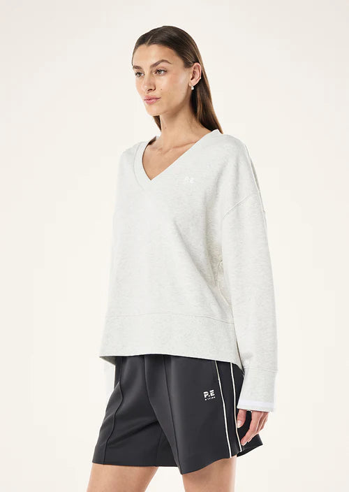 Courtside V-Neck Sweat - Grey Marle