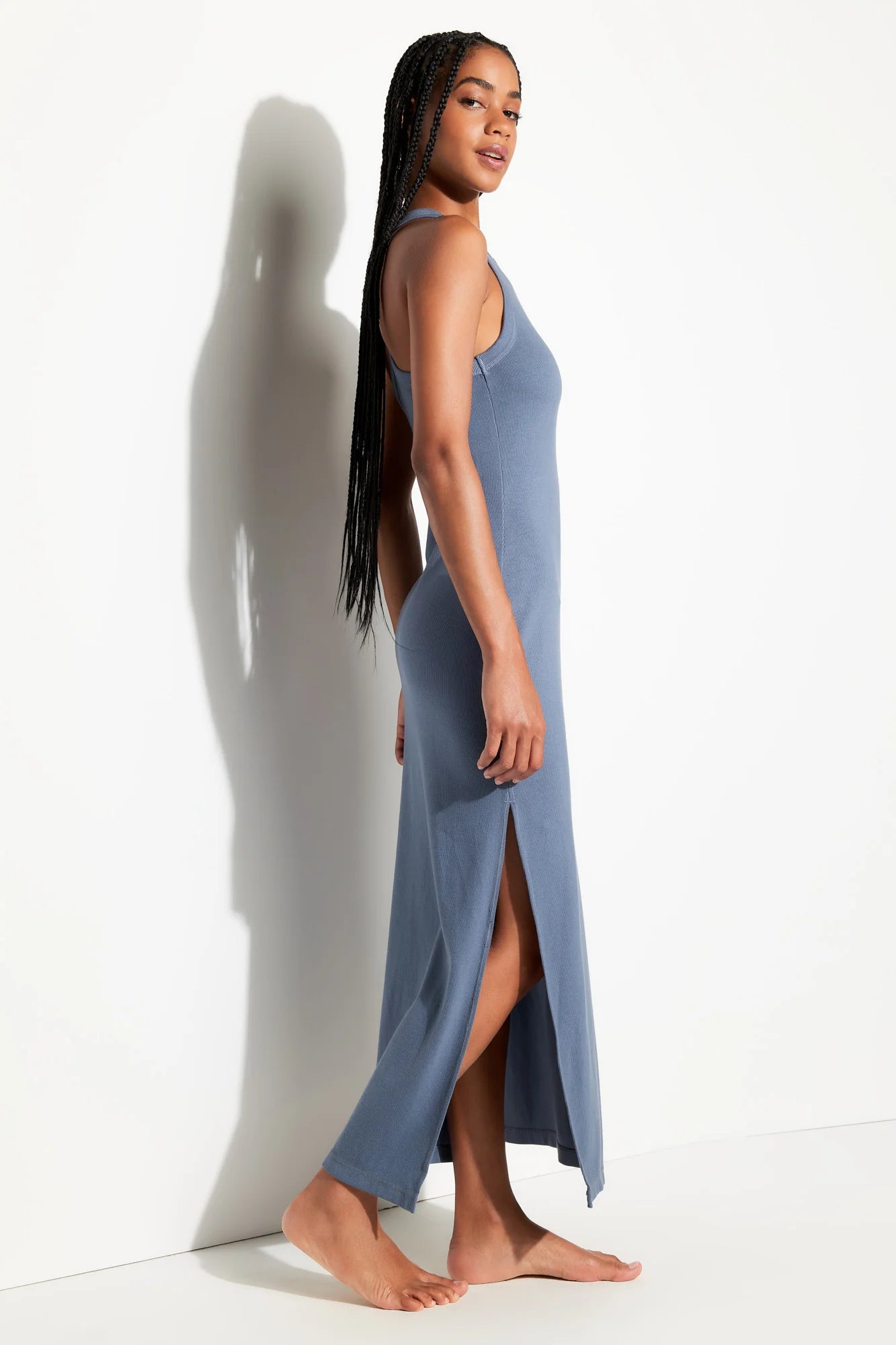 Simone Rib Maxi Dress - Blue Jean