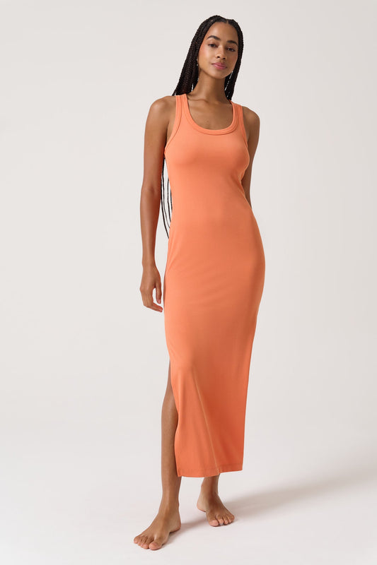 Zen Rib Sienna Dress - Dusty Orange