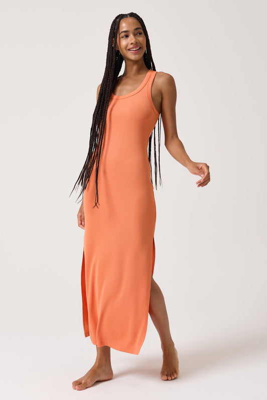 Zen Rib Sienna Dress - Dusty Orange