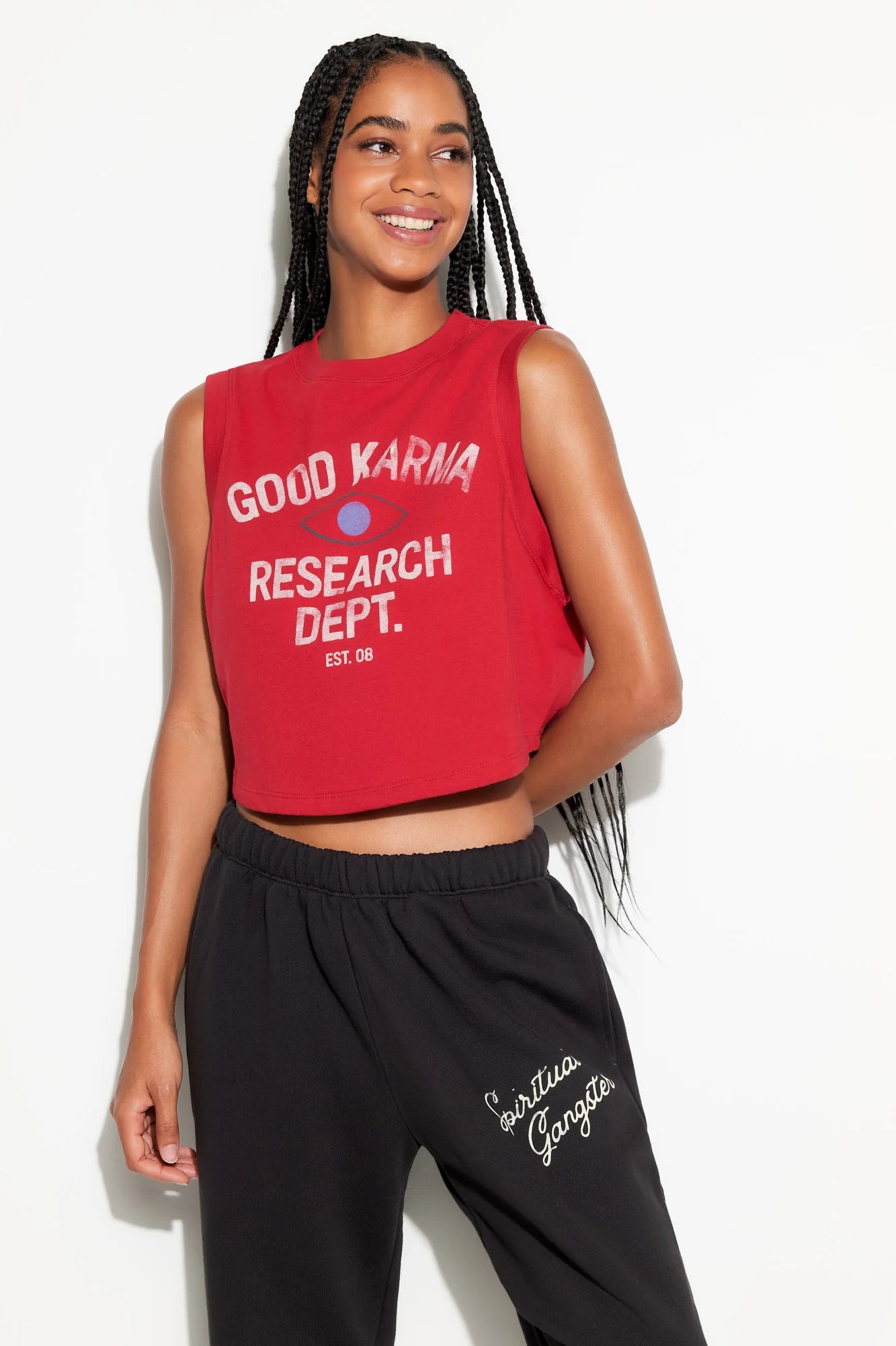 Good Karma Crawford Crop Tank - Red Heart