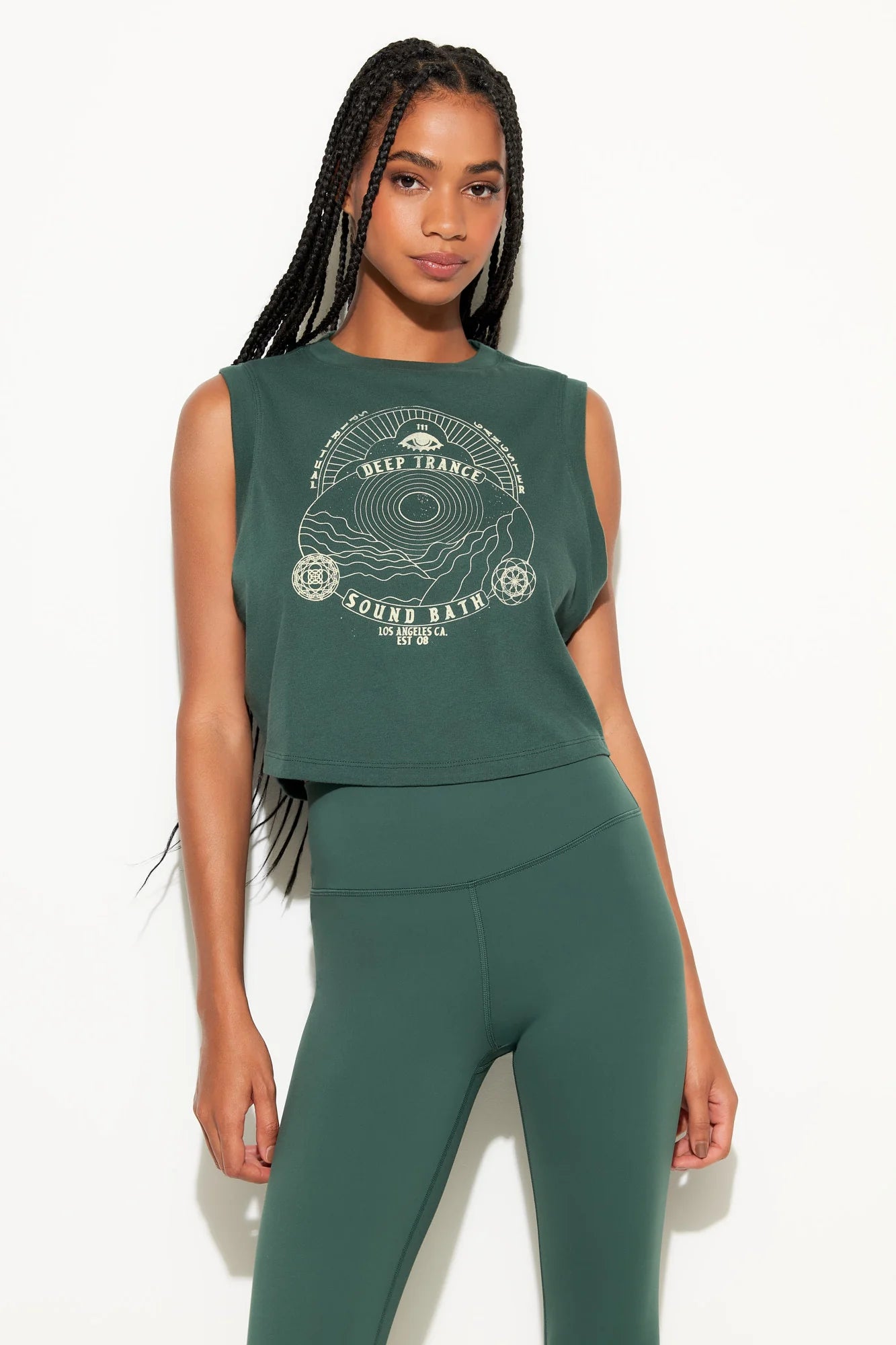 Trance Crawford Crop Tank - Retro Green