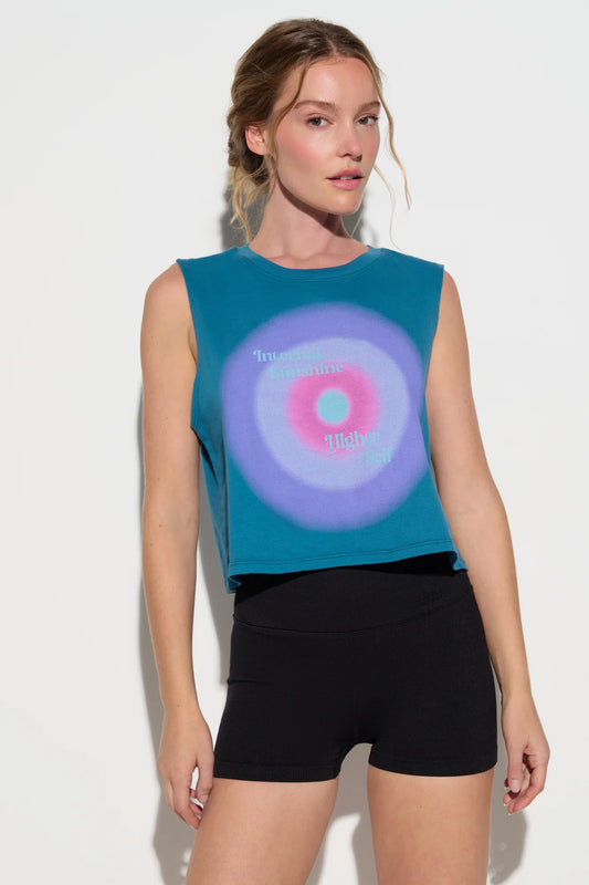 Inner Aura Spirit Crop Tank - Blue Lagoon