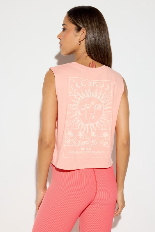 Power Of Sun Spirit Crop Tank - Flamingo Pink