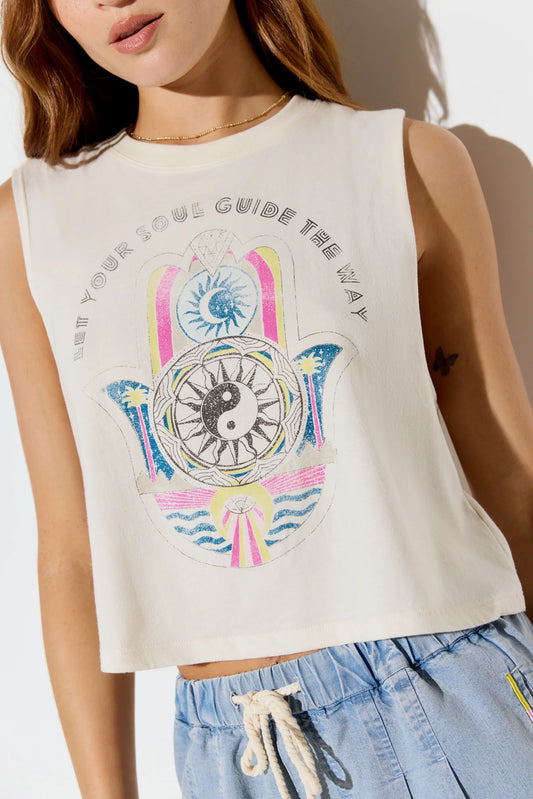 Soul Guide Spirit Crop Tank - Vintage White
