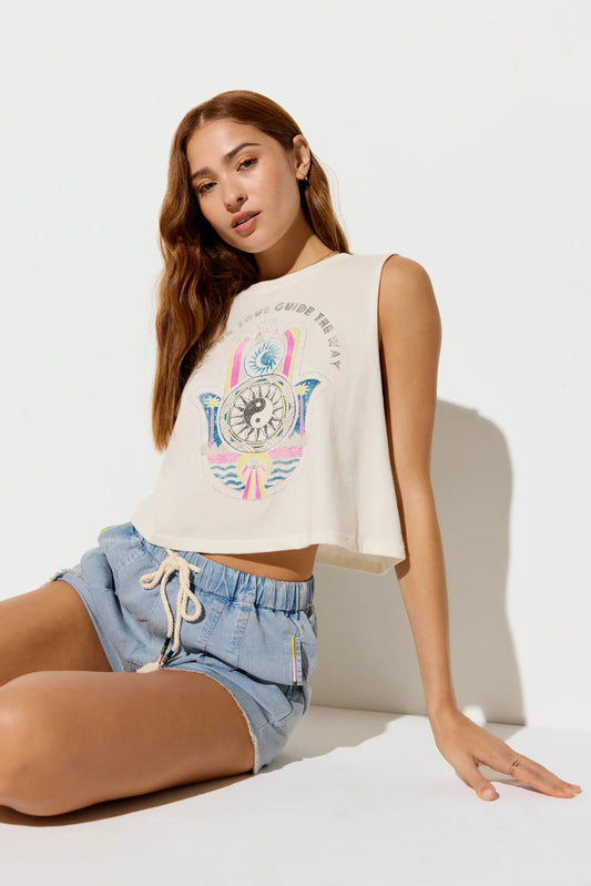 Soul Guide Spirit Crop Tank - Vintage White