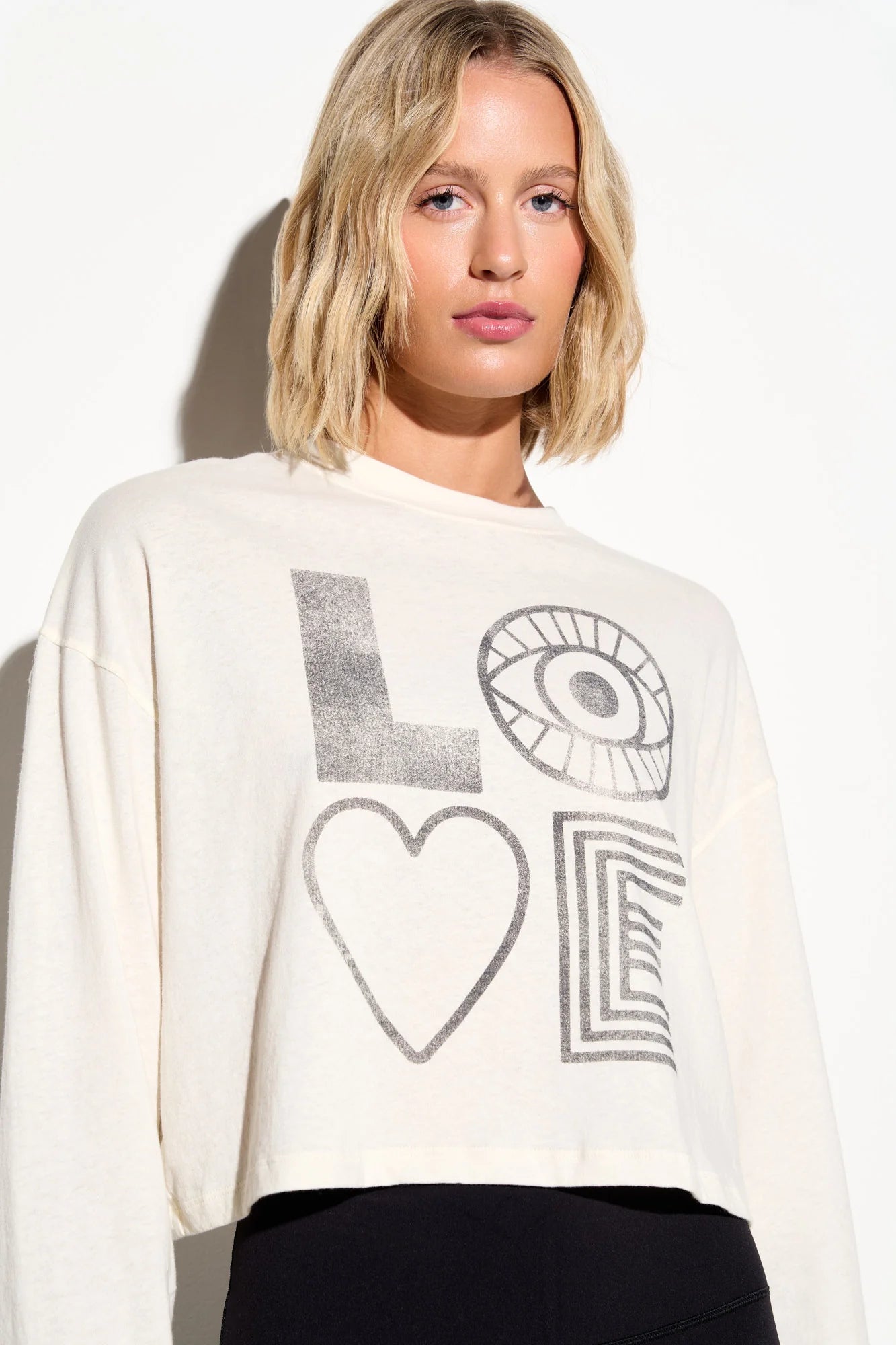 Eye Love Drew Longsleeve Top - Vintage White