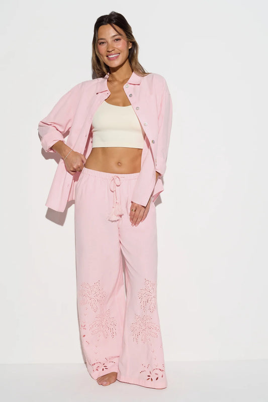 Aura Palm Talia Pant - Blush Pink