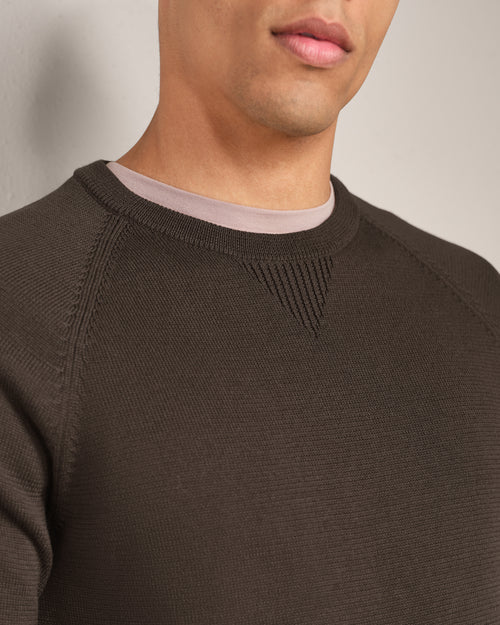Commuter Crew Neck Sweater - Cafe Noir