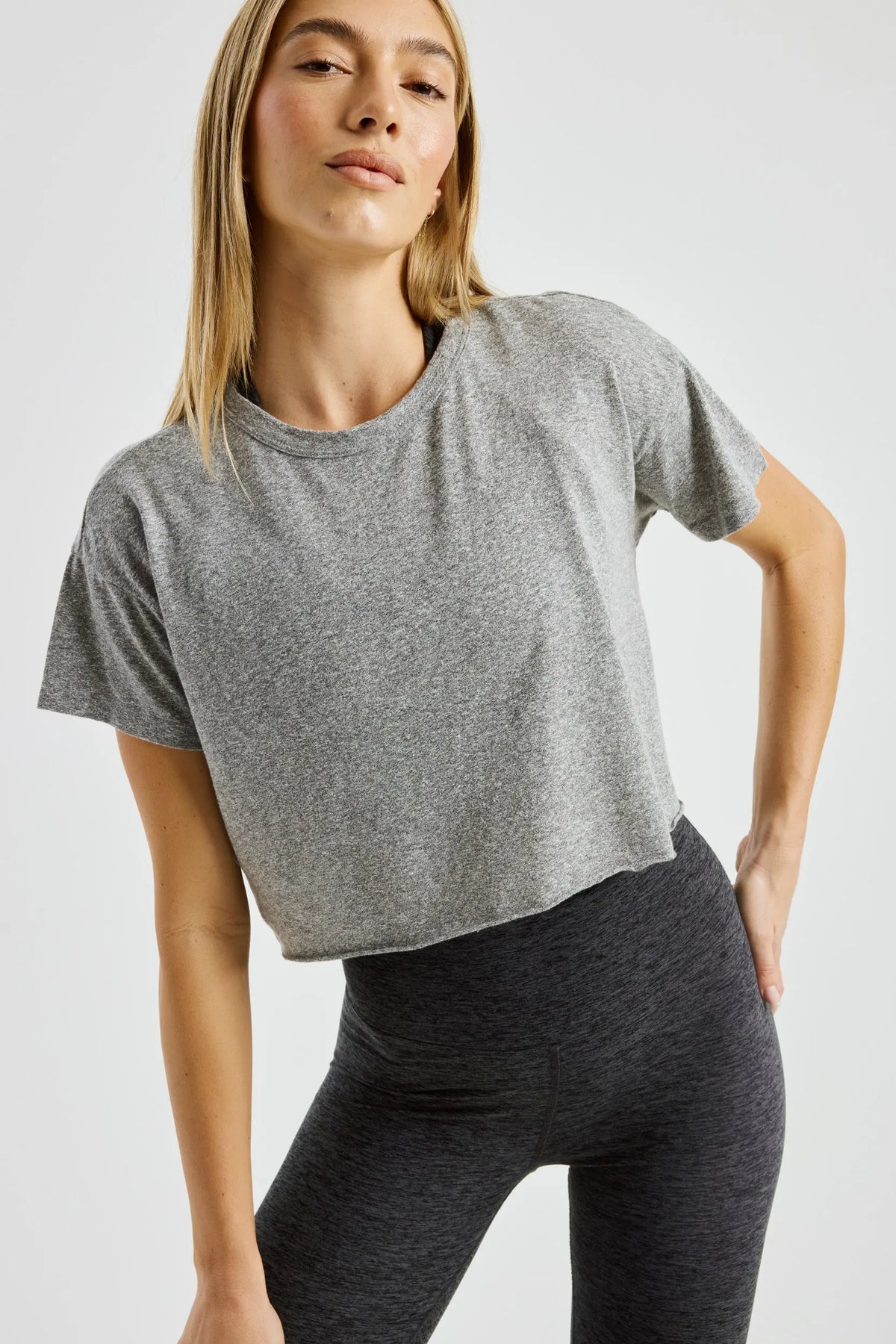 Cropped Tee - Heathered Grey