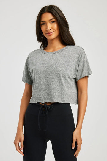 Cropped Tee - Heathered Grey