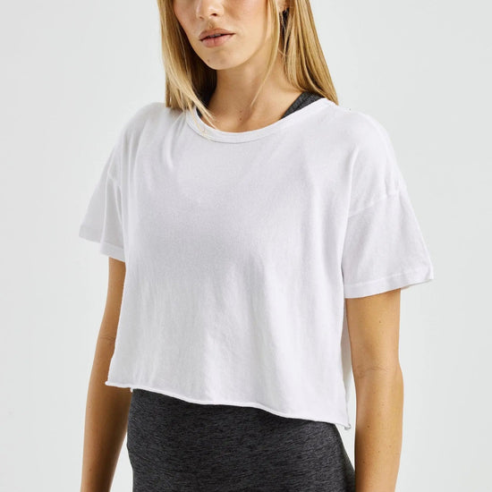boxy cropped white tee shirt