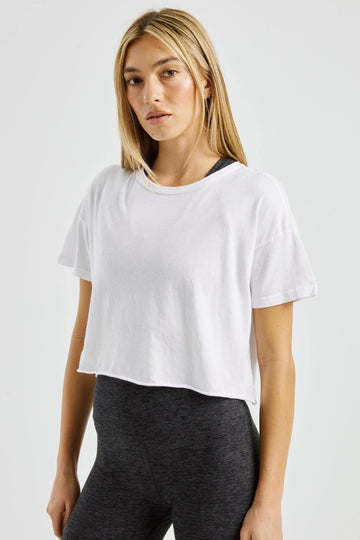 boxy cropped white tee shirt